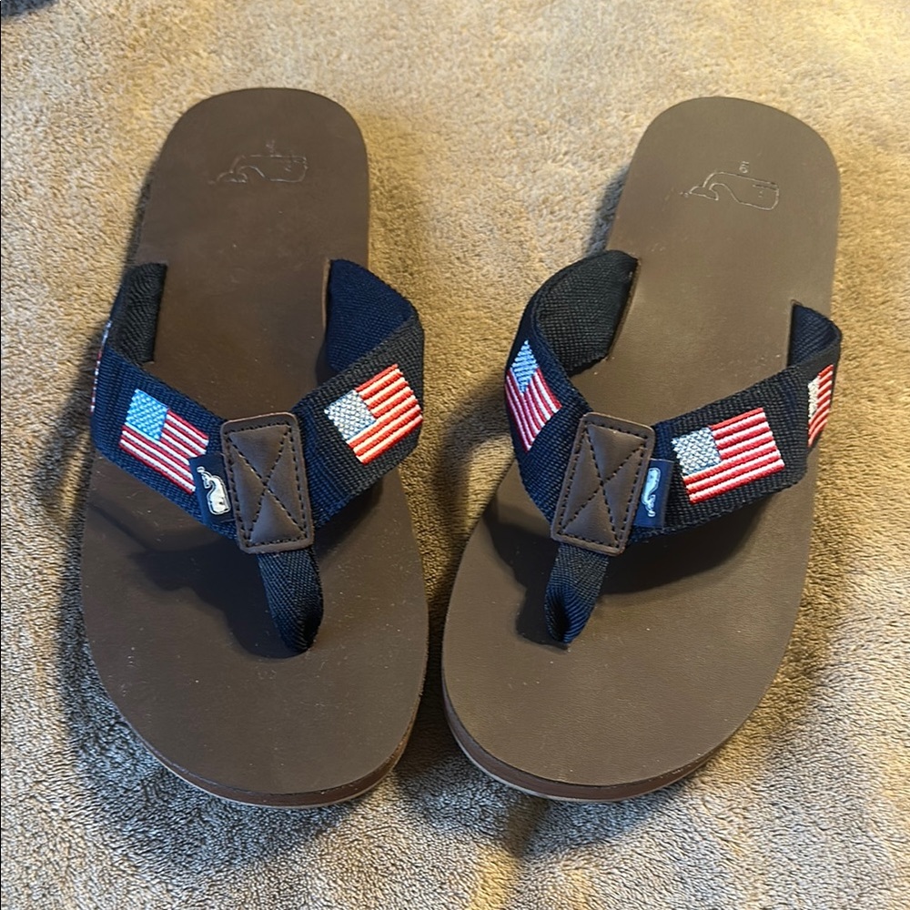 Navy Flip Flops with Flag Design
